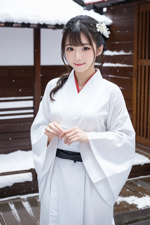 female、White kimono、snow