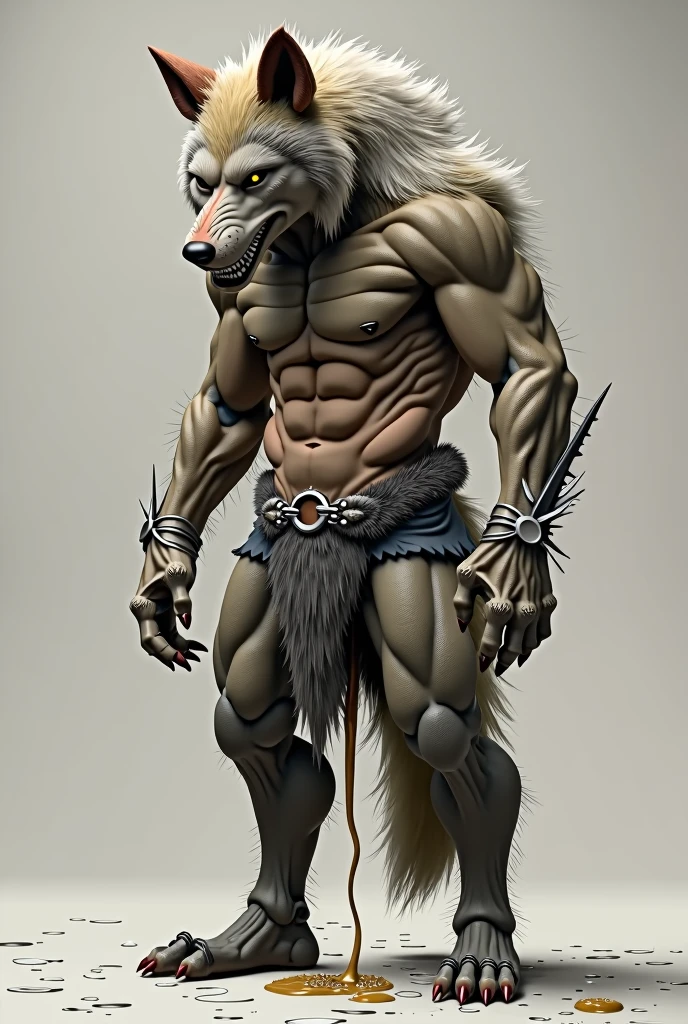 Male humanoid wolf peeing