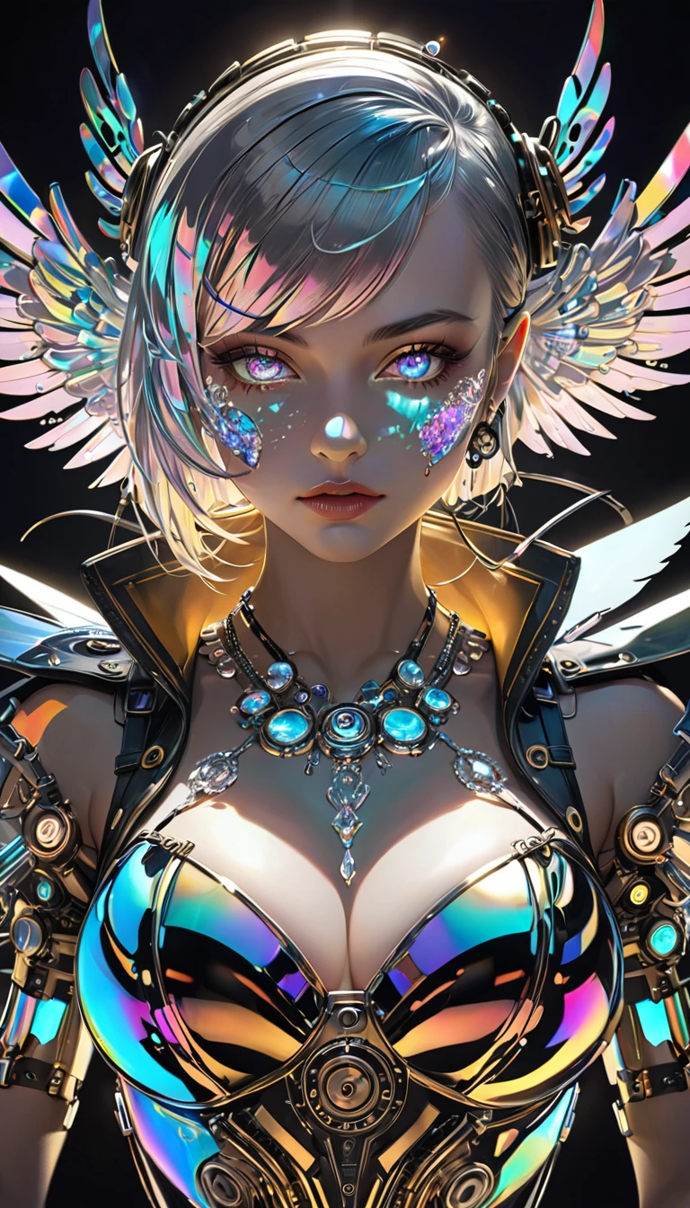 (cyberpunk, Clockpunk, Dieselpunk, Steampunk), work of art carved from pearl platinum crystal, background wide variety punks, (ultra detailed, absolutely resolution, best quality:1.3), 2.5D, delicate and dynamic effects, iridescent lighting effects, artistic photography, hyper realistic