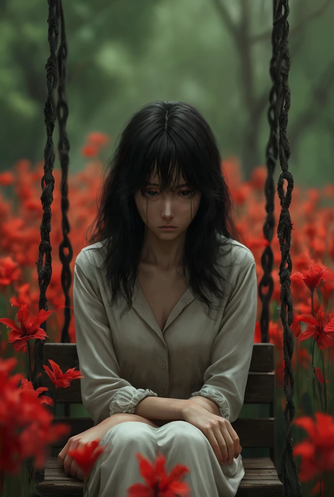 loneliness,One woman, solo, Long Hair, Gaze, High resolution, Anatomically correct, 最high quality, Winner of numerous awards, High detail, high quality, Ultra high definition, Expressionless, anime,Digital Art,8k