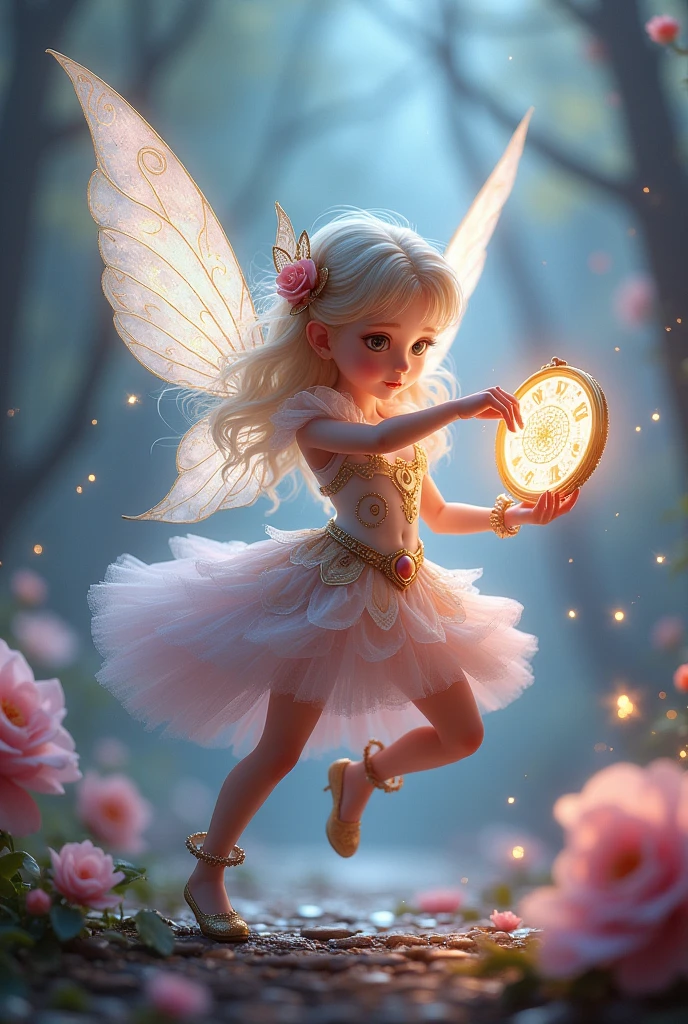 Fairy motif, wings, fluttering, mini character, girl, fighting, holding a magic compact
