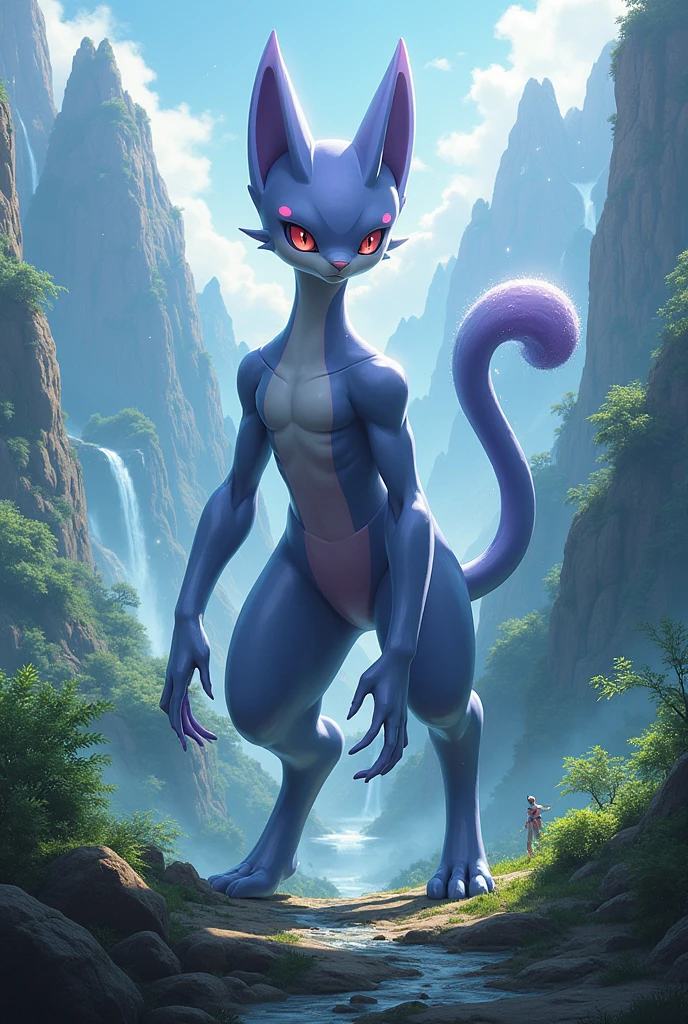 Fantastic landscape、Pokémon、Mewtwo、It's like a scene from a movie.