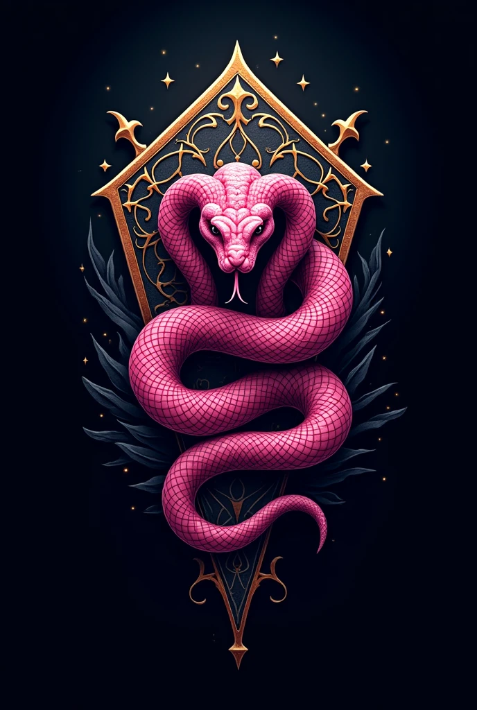 Logo for a business called profugotattoo that has a pink snake and a tarot card