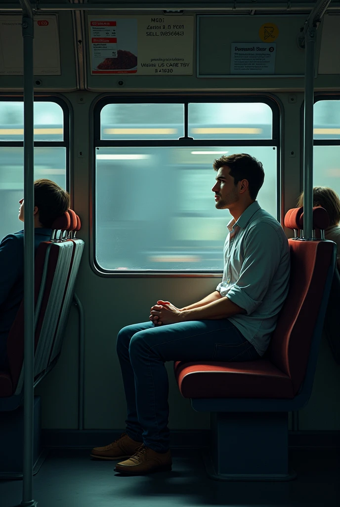 A man sit on the bus