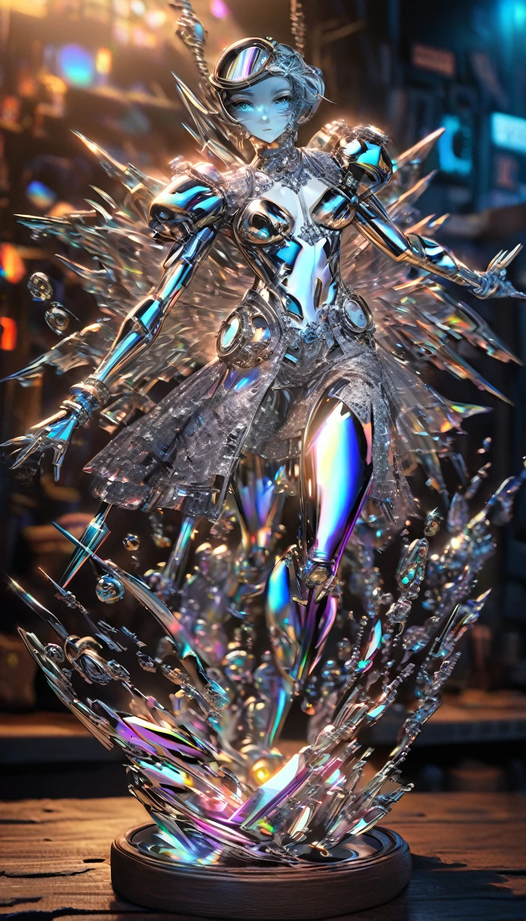 (cyberpunk, Clockpunk, Dieselpunk, Steampunk), work of art carved from pearl platinum crystal, background wide variety punks, (ultra detailed, absolutely resolution, best quality:1.3), 2.5D, delicate and dynamic effects, iridescent lighting effects, artistic photography, hyper realistic