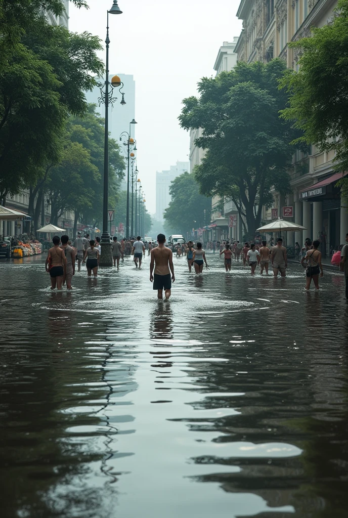 Ratchadamnoen Avenue, Thailand, flooding