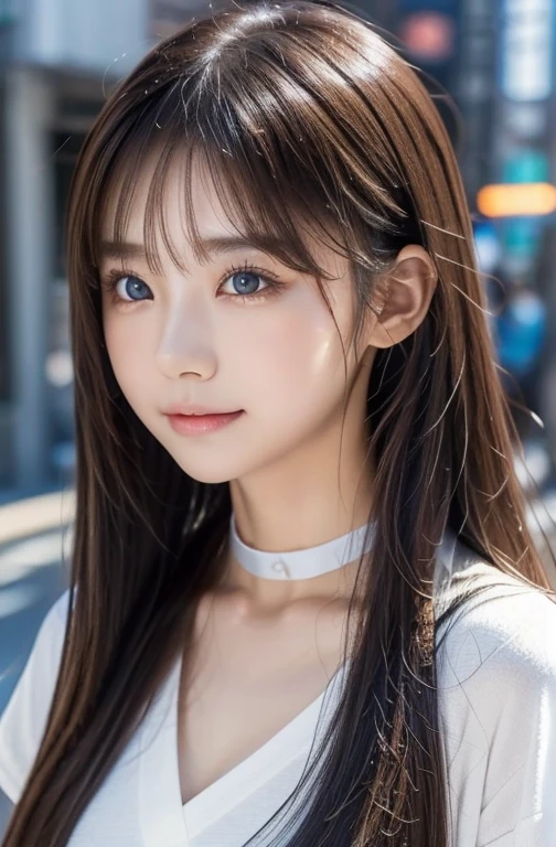 最高qualityのディテール:1.2, Realistic, 8K Ultra HD, High resolution, One Girl:1.2, The 超detailedな, 高qualityのテクスチャ, Intricate details, detailed, 非常にdetailedなCG, 高qualityの影, detailed 美しく繊細な顔, detailed 美しく繊細な目, Depth of written boundary, Ray Tracing, 20th Generation, Cute K-Pop Girls, The Face of Ulzan in Korea:1.1, Narrow Face, Urzan-6500-v1.1:0.6, Pure Eros Face_v1, Glow Eyes, cheek, Glossy Lips, Perfect body, choker、Cleavage、 Brown Hair、ponytail:1.1, street, particle, View the viewer, Photorealistic:1.4, 超detailedな, Photo Real, 4K 8K Ultra HD Full Color RAW Photos, Fujifilm(Medium format:1.2), Hasselblad:1.2, Carl Zeiss:1.1, Incredible dynamic range photography(utility_art：Smoose-768:1.1), High resolution, High pixel count, 明確なdetailed, Clear images, Natural color reproduction, Noise Reduction, High fidelity, quality, Software Improvements, Upscaling, Optimized Algorithms, Professional-level retouching、((Shibuya Ward, Tokyo))、On the way to shopping、((Stylish and Design-Forward Clothing))、Graphic T-shirts: artとロゴ、アニメキャラクターがプリントされたGraphic T-shirtsが流行.、Use for unique styling、((Full body photography))、I can see your pants、 information