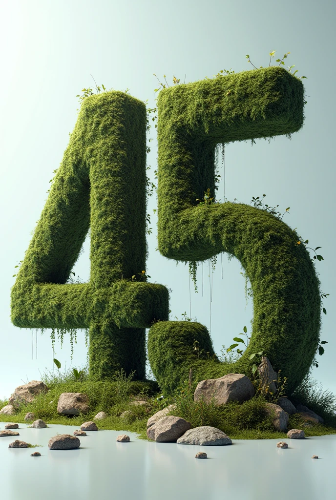 Create multiple images with the number 45 with different textures and models