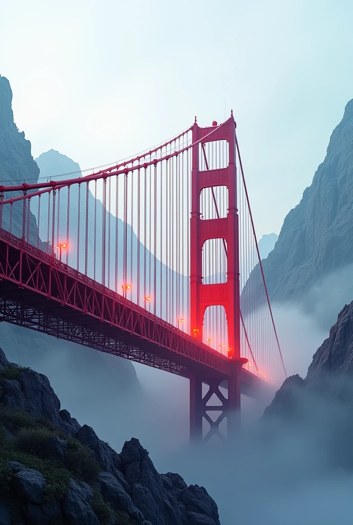 Reaching for greater heights with color red bridge concept