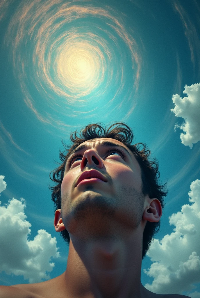 Give me a picture of what a person with irregular blood pressure sees when looking at the sky.