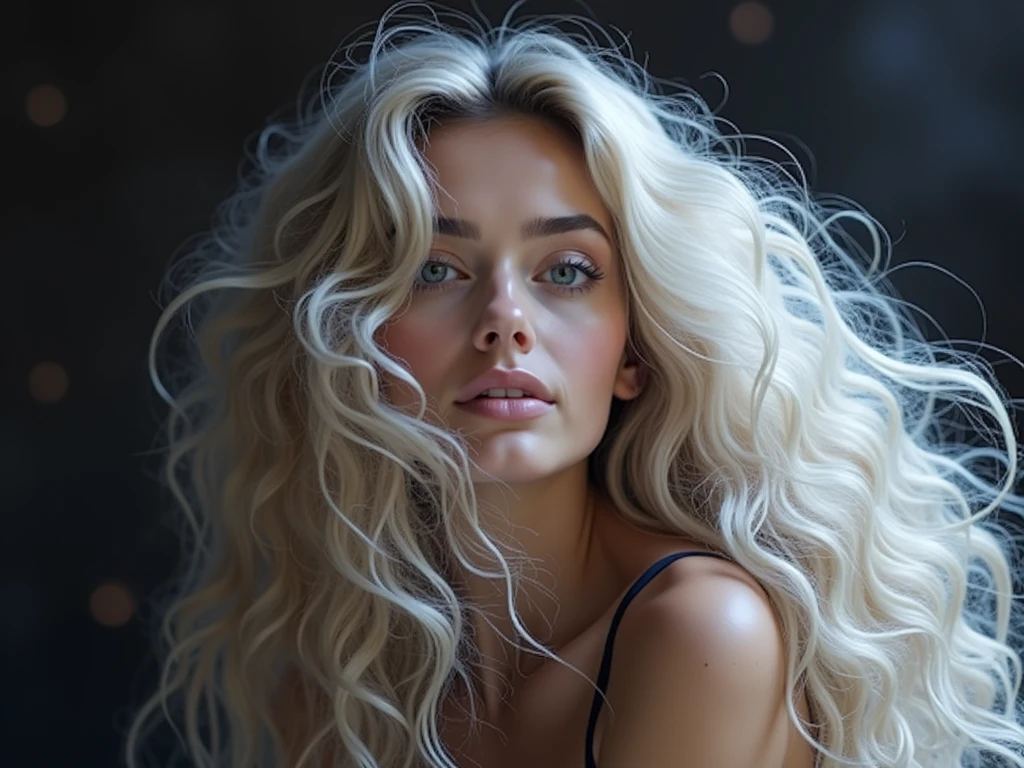 bright diffuse lighting on hair, bokeh background,