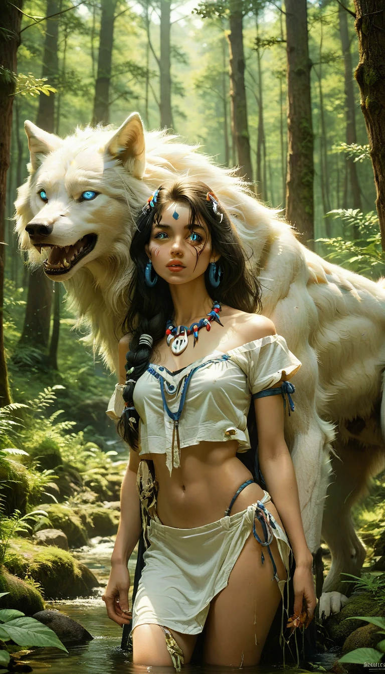 Princess Mononoke who lives in the forest、White Wolf、