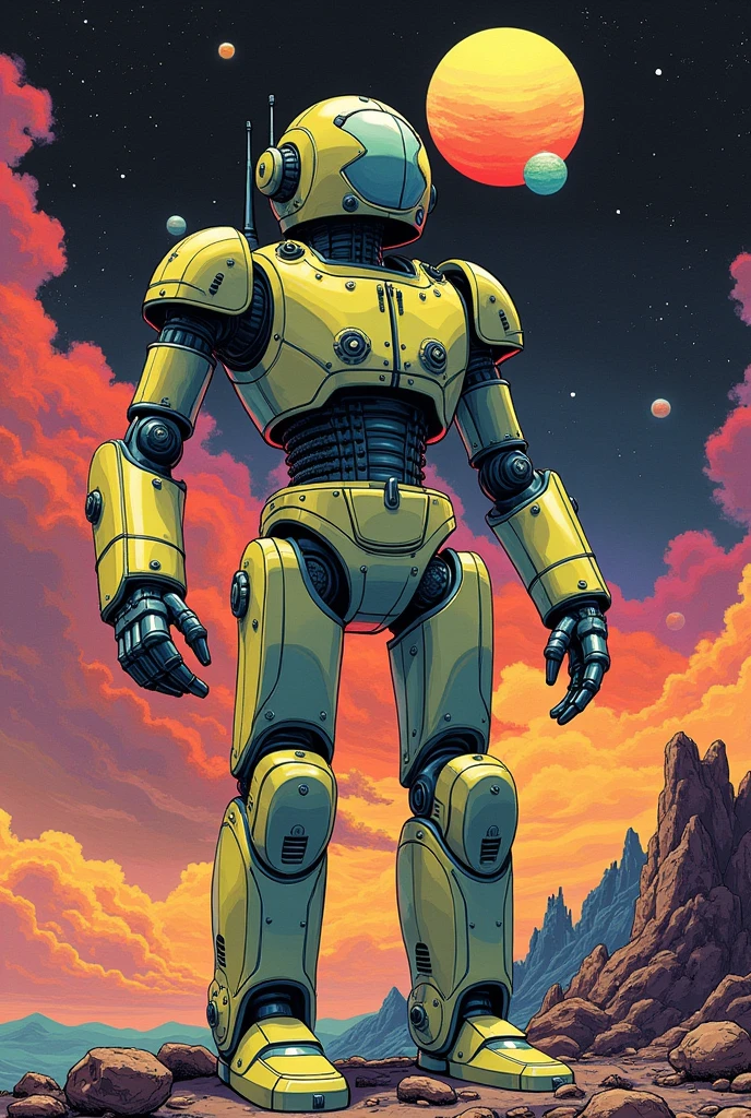 70s illustration space comic robot