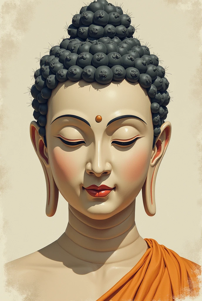 Gautam buddha face with monk illustration