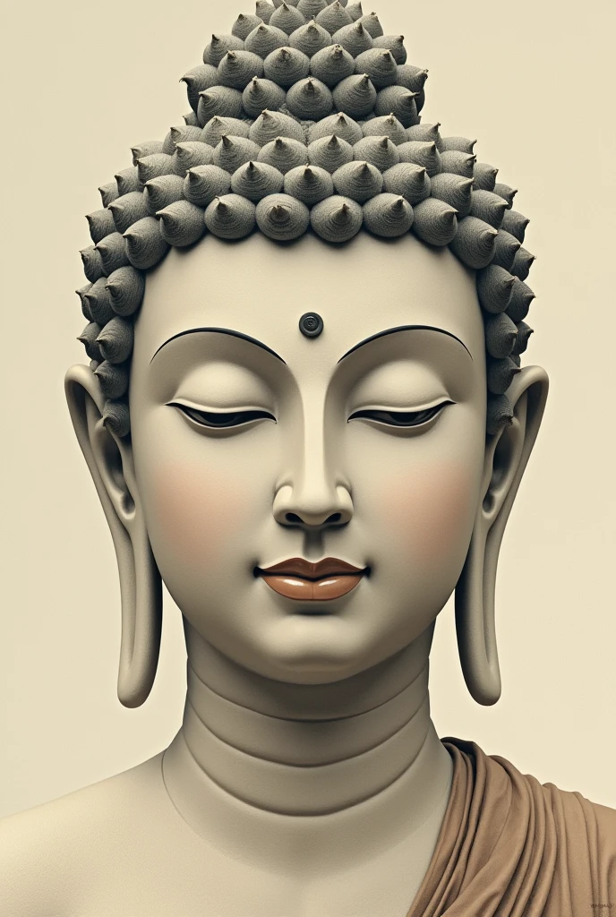 Gautam buddha face with monk illustration 