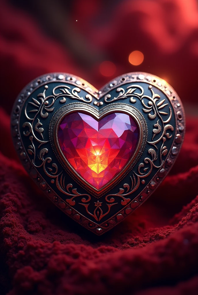 Heart motif, 4-color jewel, red, magic compact
