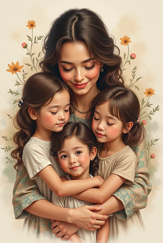 Tattoo A woman with 3 girls and 1 boy