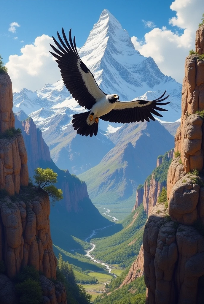 Andean cliff bird painting