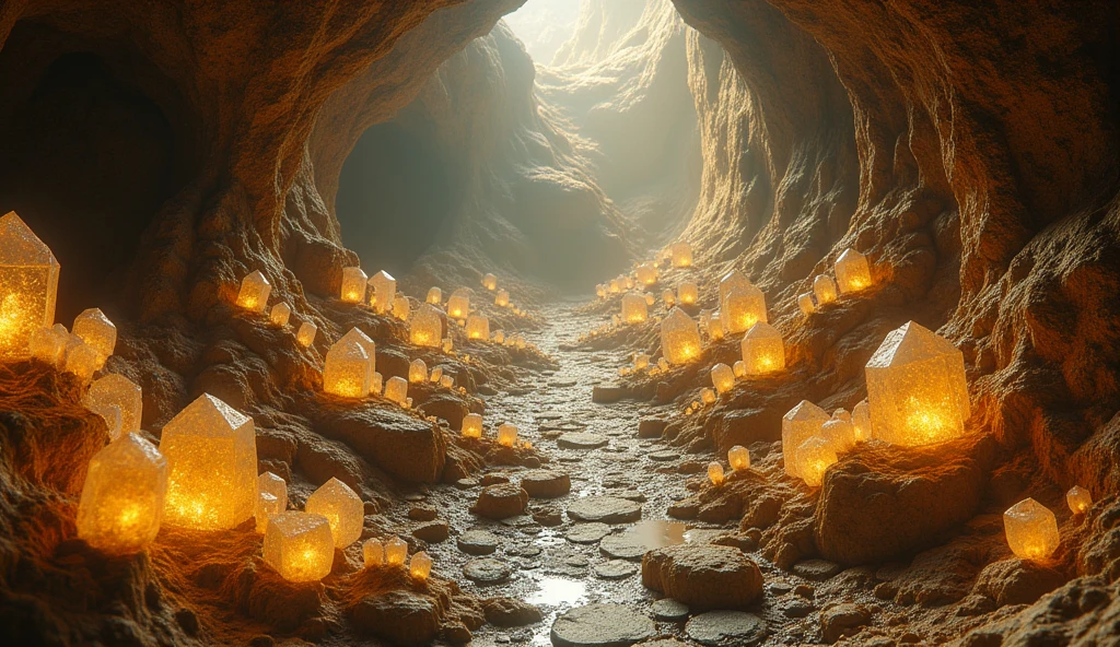 There are many crystal and gold ores under the ground.(best quality,4K,8k,High level,masterpiece:1.2),Ultra Detailed,(lifelike,Photo real,Photo real:1.37)