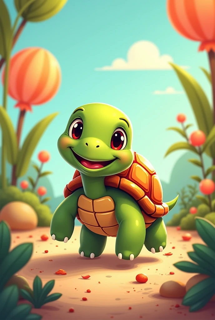 A turtle in 2d cartoon