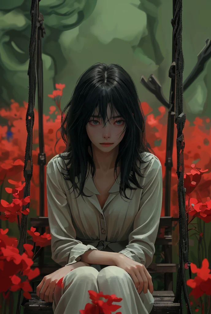 loneliness,One woman, solo, Long Hair, Gaze, High resolution, Anatomically correct, 最high quality, Winner of numerous awards, High detail, high quality, Ultra high definition, Expressionless, anime,Digital Art,8k