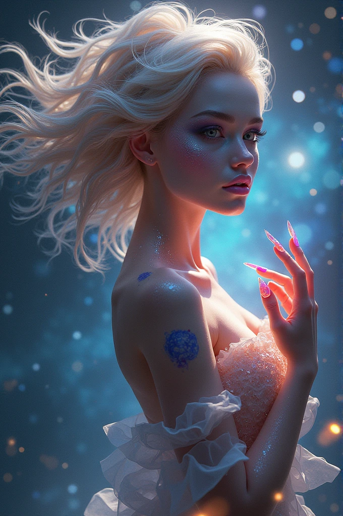 Alien girly with nails cosmic space