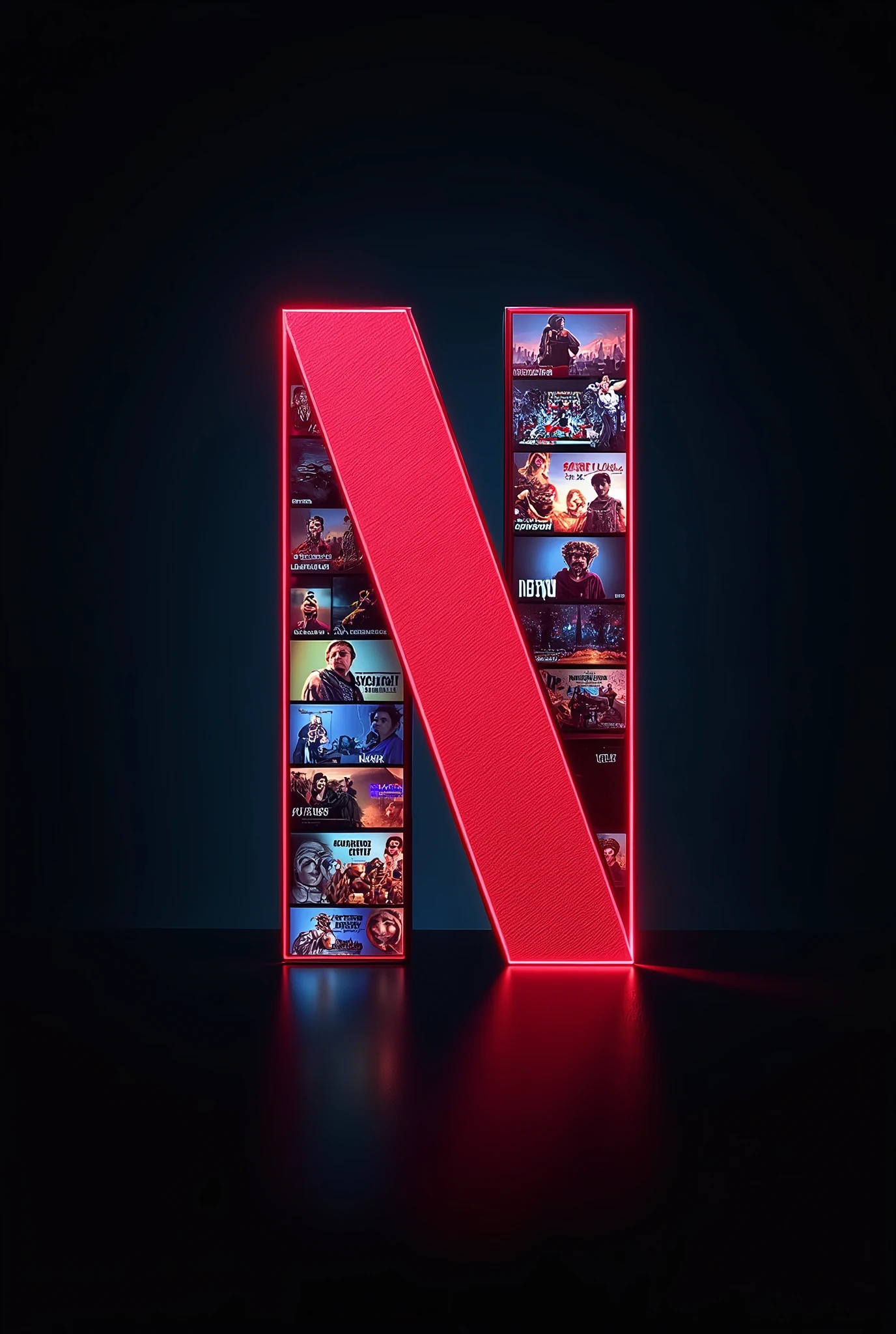 create a logo based on Netflix's that plays clips of everything