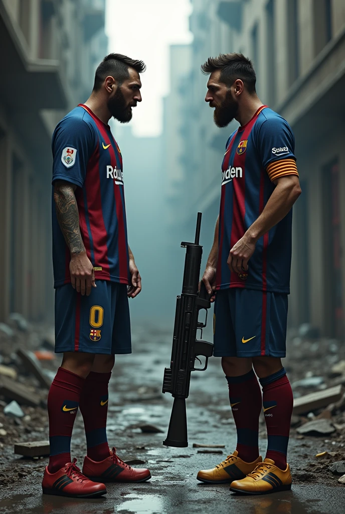 Messi is fighting Against another messi with big gun