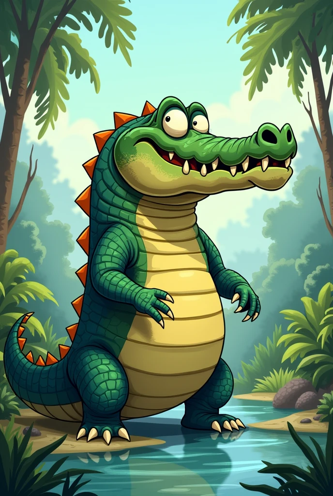 A big crocodile in 2d cartoon