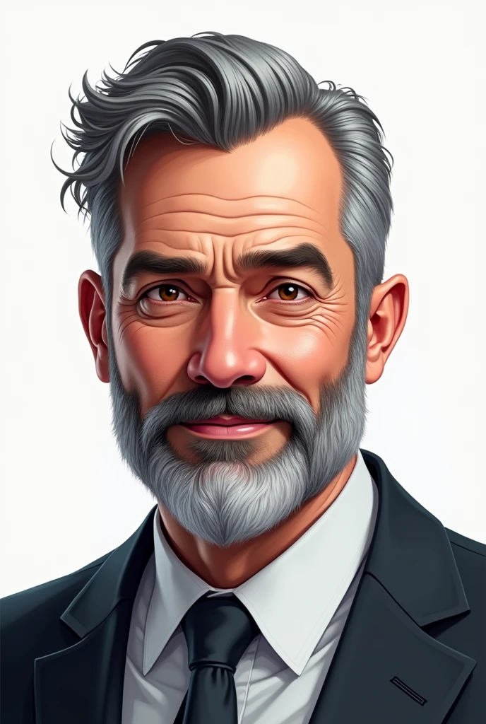 Avatar illustration of the unusual Salesman Successful man 4 short hair on the sides and short beard gray