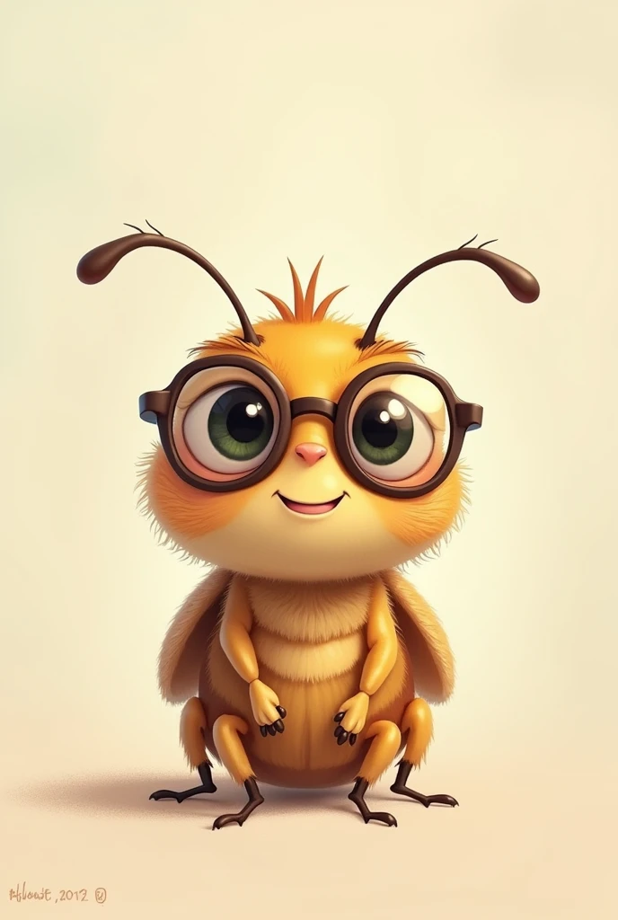 Cute baby bug with glasses