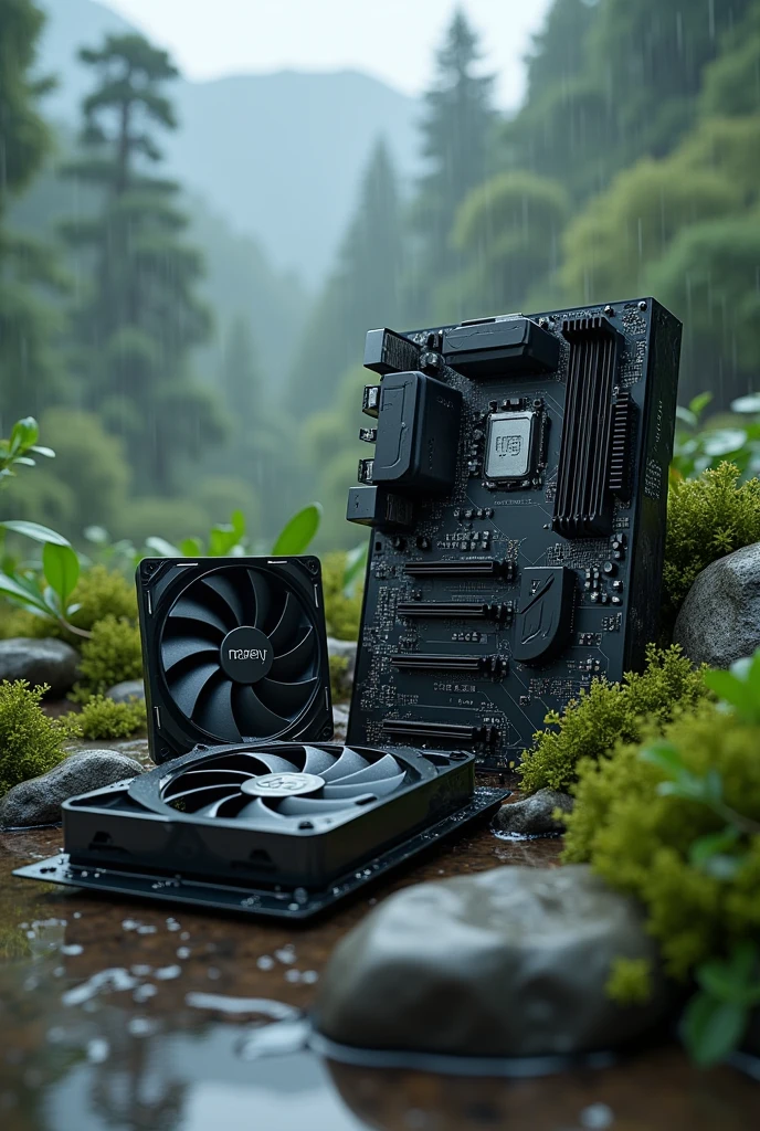 Make 3d pc components
And make it in natural style add rain