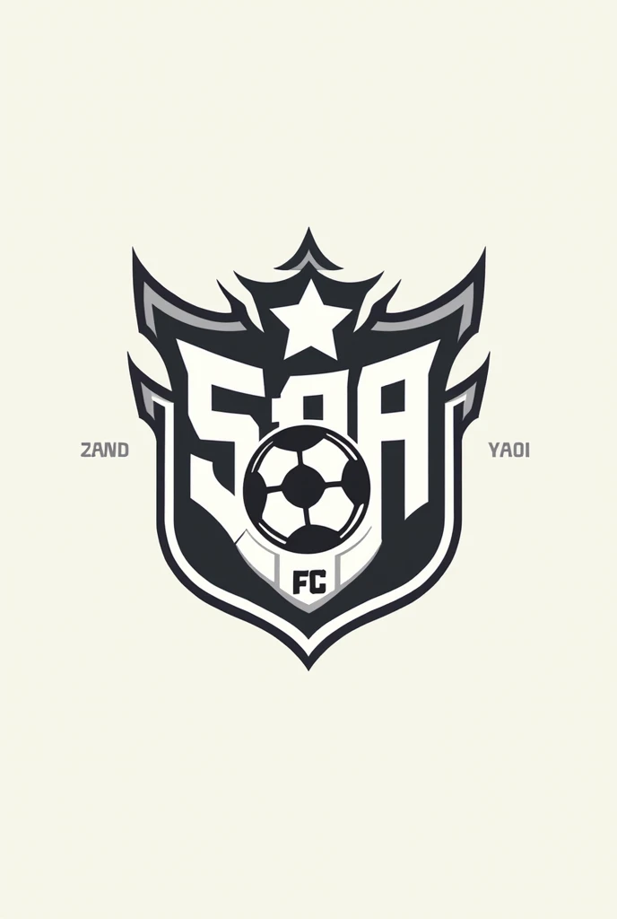 Make a soccer club logo called Sana Yaoi FC just letters and a ball in the middle