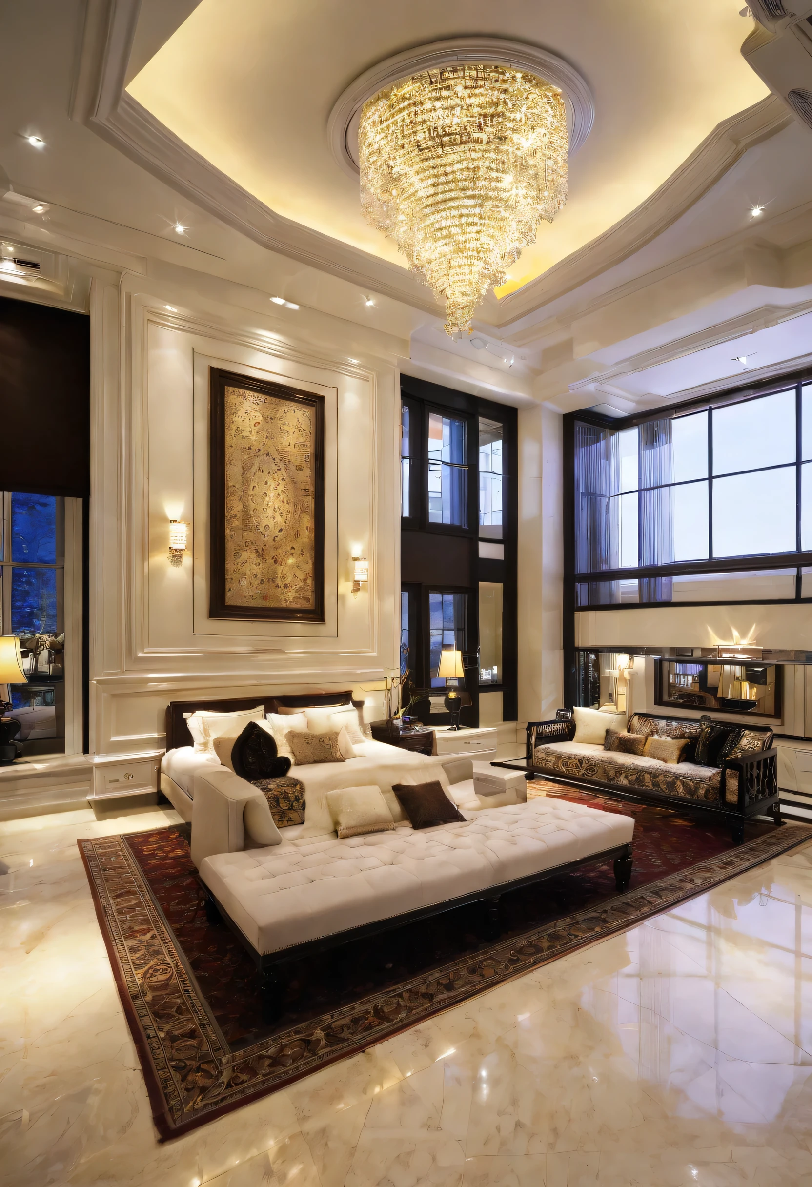 Beautiful luxury home with so many lights and beautiful very big room having and big frame beautiful room