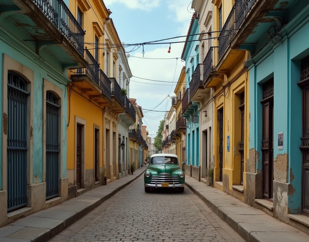Make an image showing the most relevant or most representative aspects of the country of Cuba, including culture, celebrities and/the historical echoes