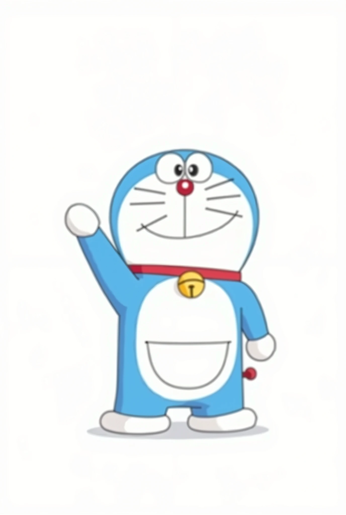 Doraemon, White background, Raising his right hand