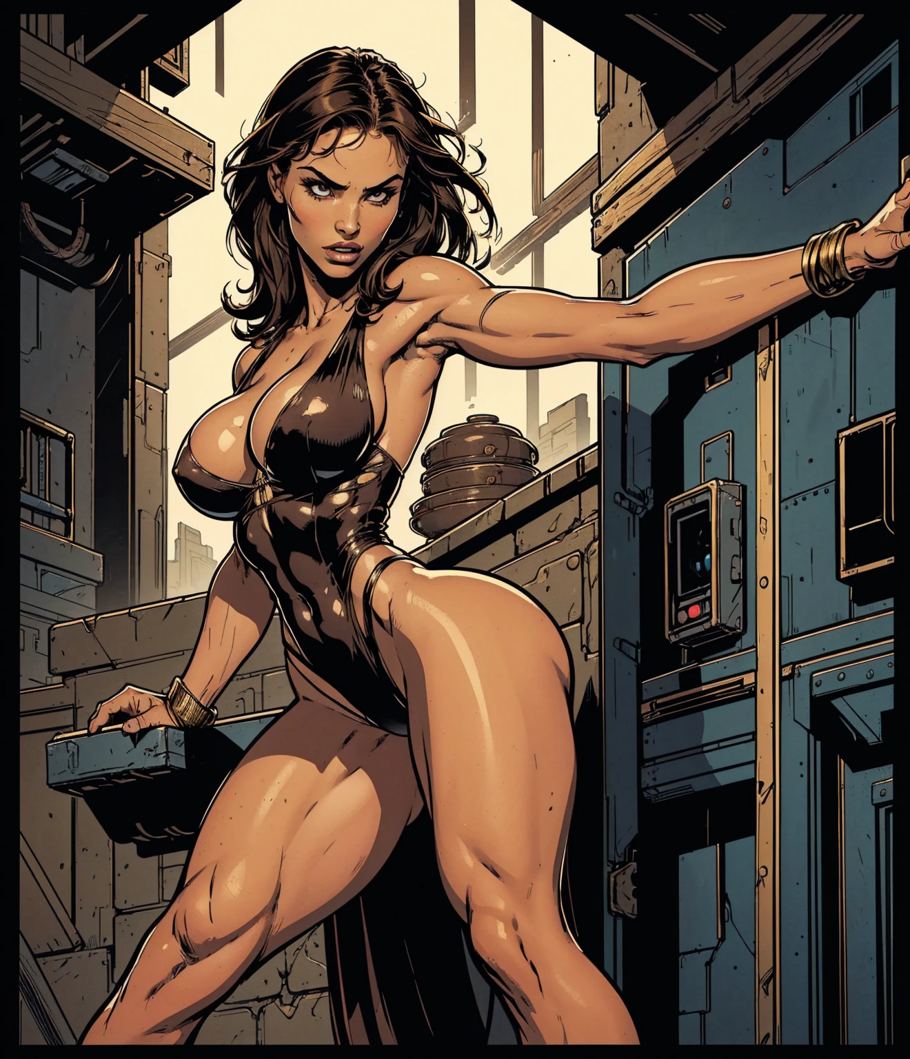 ((Lara Croft. Beautiful British, brunette, sexy and smart. Here she is the Tomb Raider on full display here She is shown from a slight downward angle her looking slightly up we get a view of her beautiful face and large perfect perky rack))(((NSFW,XXX,EROTIC)))(((Here she is showing off her perfect naked breasts and face perfect body)), in a super ripped up classic outfit )), (((massive DDDD-cup cleavage))) . ((A Full-body shot-camera angle:1)) Fit body, she is aggressiv taking her clothes off to show off her perfect body, very very strong very muscular and vascular with an incredible sexy perfect ass, seductive, Erotic, and basically naked. A close-up picture. The image should be erotic, and seductive atmosphere. The color palette should be bright and flashy. The lighting should be vibrant and mid-contrast. Please ensure maximum detail and thorough pixelation.