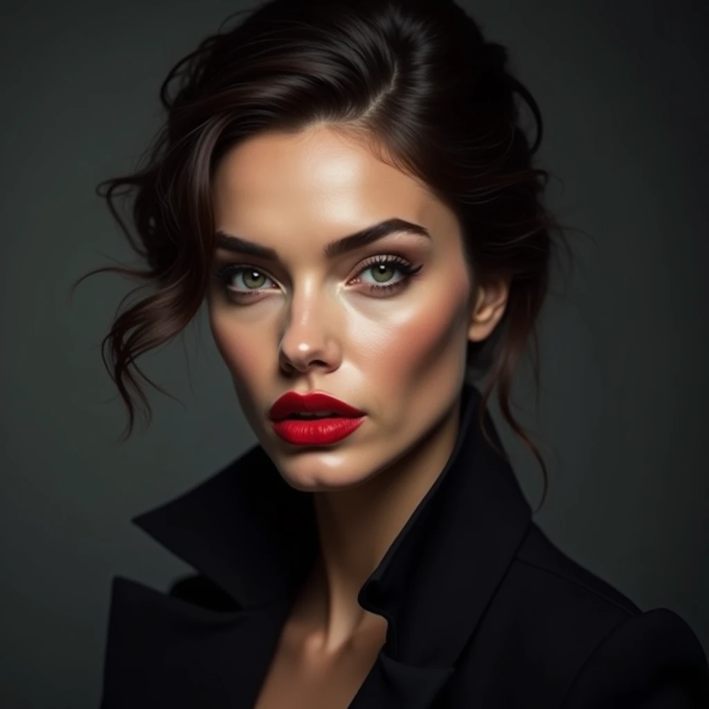 Adult female face, 30 years old, French, rich people, celebrity, arrogance,