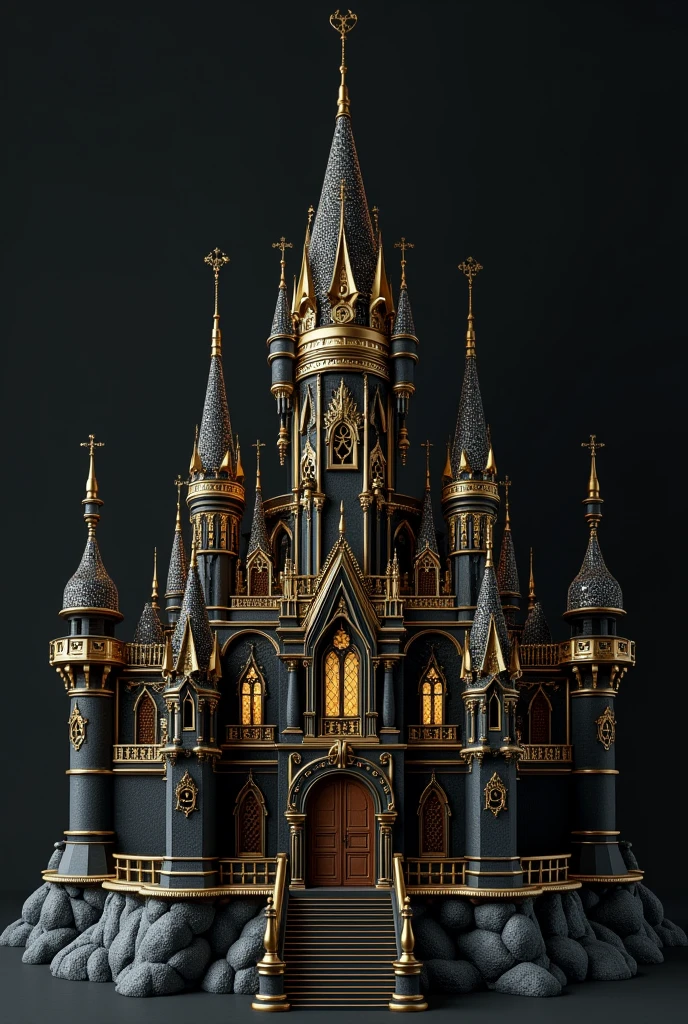 An image that has the name Dionel elegant castle with a beautiful black and gold background