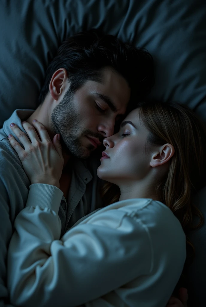 A girl is unconscious. Her husband is holding her.