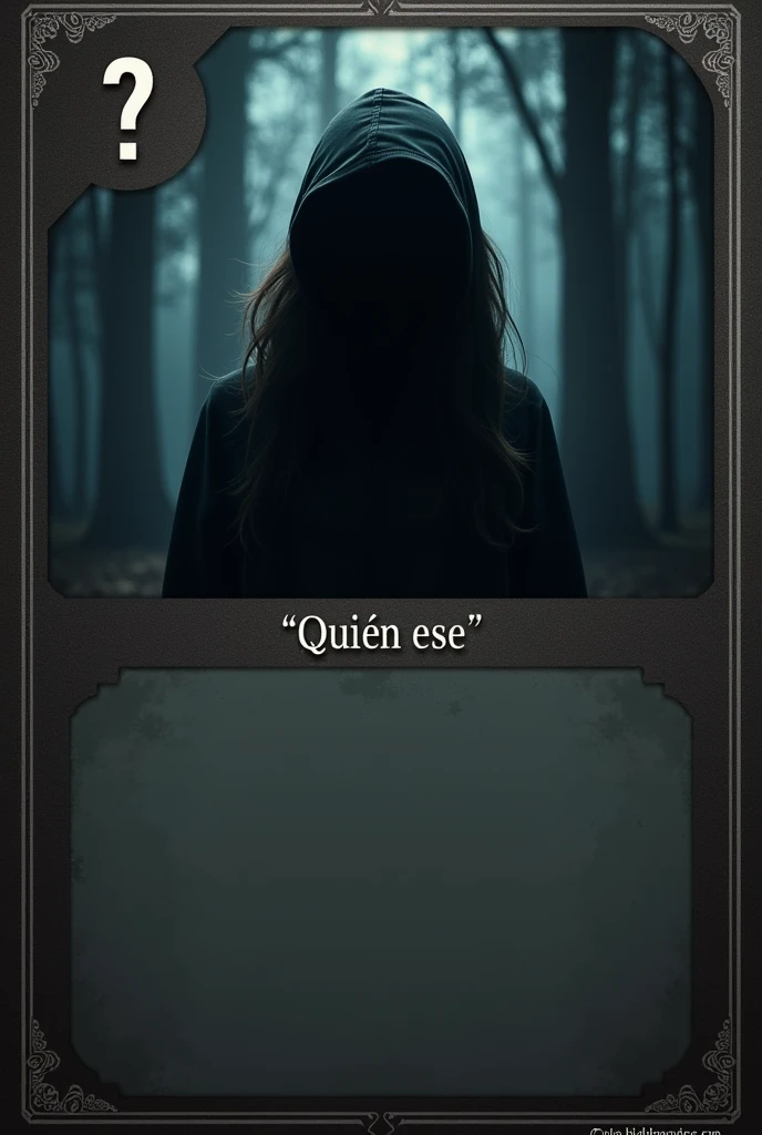 I want you to create a template like dark to create the characters with those roles. Type you put in the character sheet template. card. And you put a little box with the shadow of someone's head and a question mark in it. That is, as a protected identity. And then you put down “Character Role”. And on the other side of the card you put "Who is it??”. in Spanish. And you leave room for me to fill in the gaps. Make a girl. The head must be of a girl.