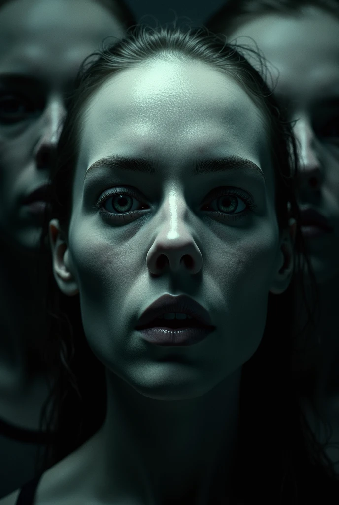 Zoom in on the faces of the crew, pale and lifeless, with haunting expressions.