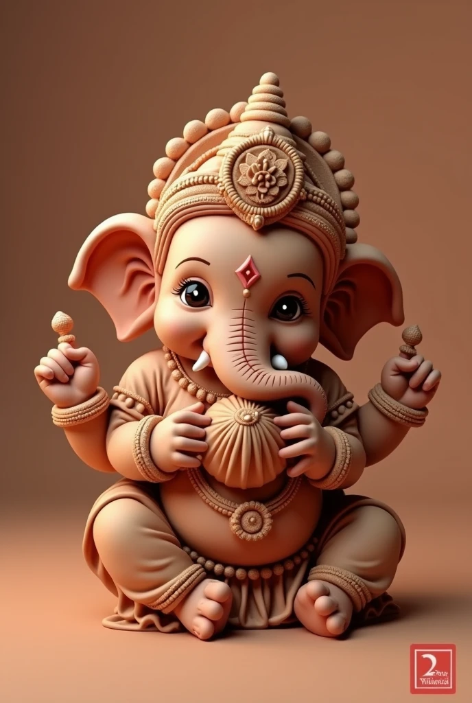 Make clay  baby ganpati hugging modak with clothes 