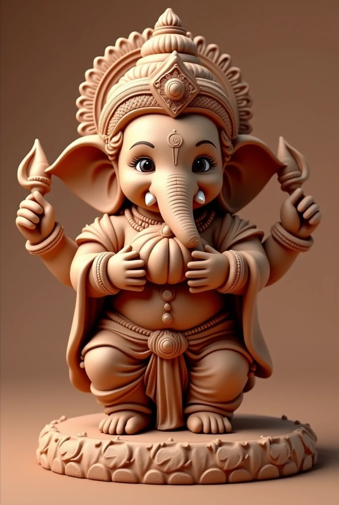 Make clay baby ganpati hugging modak with clothes