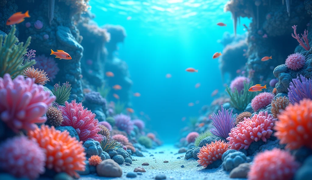 there is a very colorful Underwater scene with corals and seaweed, bubbly 蓝色Underwater scenery, Underwater scene, Close-up movie aquatic scene, Underwater scenery, Beautiful digital artwork, Underwater scenery, Cute 3d rendering, Fantasy seascape, seabed environment, Underwater background, 4k hd wallpaper illustration, seabed, A beautiful artistic illustration, 4k hd illustration wallpaper