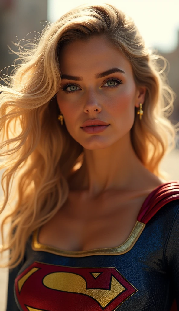 AMBER HEARD as a SUPERGIRL SUPERHEROINE, take one ((Skirt: 1.2)), open view, full body view, 3 girl, most beautiful (American Girl) in the world, skin pores, subsurface scattering, Rays of radiant light, High resolution ((detailed facial features: 1.2)), High detail, sharp focus, seeds, Aesthetic, extremely detailed, (extremely detailed eyes), extremely detailed hair, extremely detailed skin, extremely detailed dress, Octane rendering, photoRealista, Post-procedure, (maximum detail: 1.4), realistic shadows, roughness, Natural skin texture, real life, ultra-realistic, photorealism, Photography,8k, Photography, HdR, Intricate, elegant, Very detailed, sharp focus, different poses, Awesome, beautiful, The best quality, masterpiece, Imperfections, Amazing beauty, mira , seductive look, blue eyes, dark blonde hair, (wavy fur), Shazam