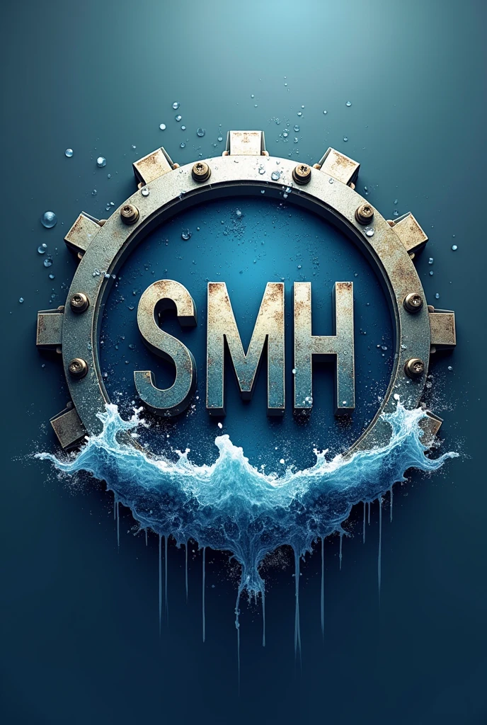 Logo for smh like a mechanical logo with water background