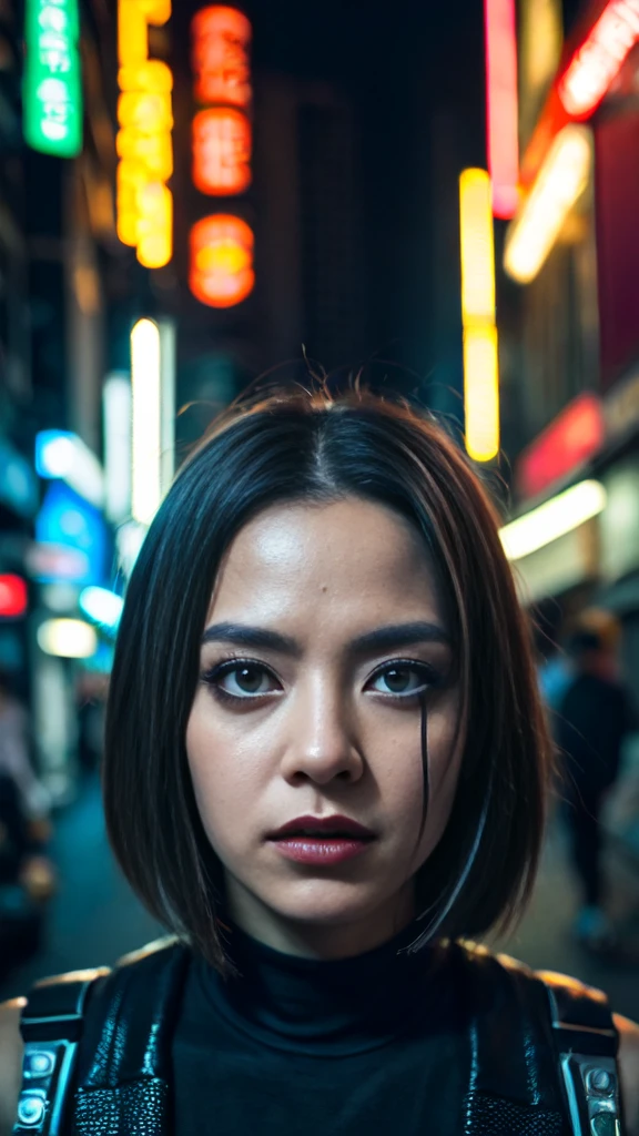 a female cyborg face,beautiful detailed eyes,beautiful detailed lips,extremely detailed eyes and face,longeyelashes,futuristic tokyo city,cyberpunk,neon lights,dark moody lighting,cinematic atmosphere,dramatic lighting,chrome metal skin,glowing circuitry,advanced technology,hyper realistic,photorealistic,8k,high quality,masterpiece,cinematic,digital painting,concept art