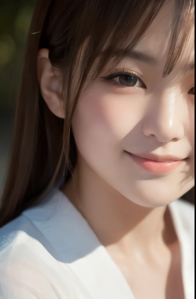 best quality, face focus, soft light, ultra high res, (photorealistic:1.4), RAW photo,(Seductive face), (fair skin), (kawaii),
1 Japanese girl, solo, cute, smile, (pupil, lights in the eyes), detailed beautiful face, Medium-sized breasts,(high resolution detail of human skin texture),(portrait), upper body, Japanese white kimono