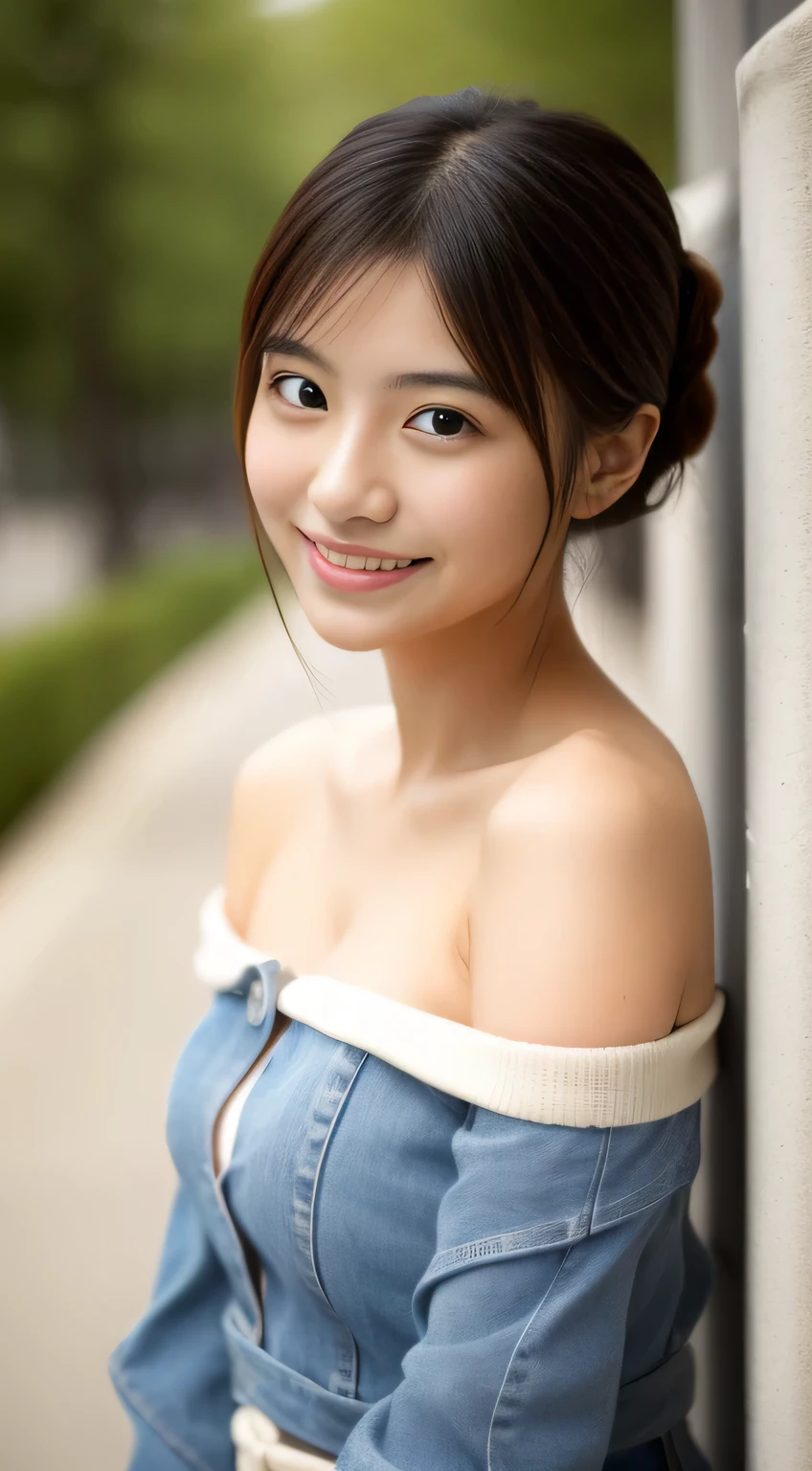 masterpiece,best quality,(Japanese girl),((Beautiful girl)),cleavage,(off shoulder:1.2),(perfect body beauty:1.2),(shy smile),From slightly above